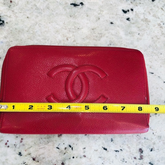 Chanel Timeless XL zipped long wallet in red caviar - Picture 13 of 15